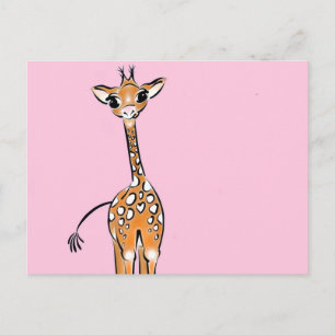 Baby Giraffe - rosa Vykort