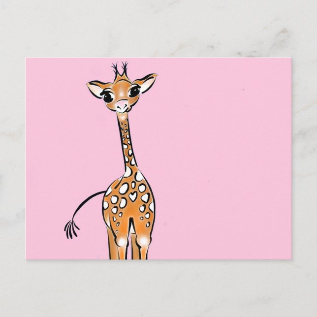 Baby Giraffe - rosa Vykort (Framsida)