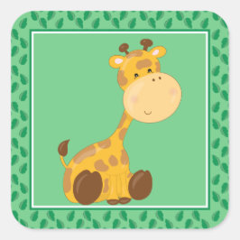 Baby Giraffe | Safari Animals Party Fyrkantigt Klistermärke