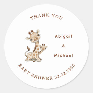 Baby Giraffe Tack Classic Round Sticker Runt Klistermärke