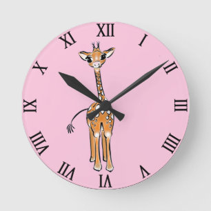 Baby Giraffe teckning Rund Klocka