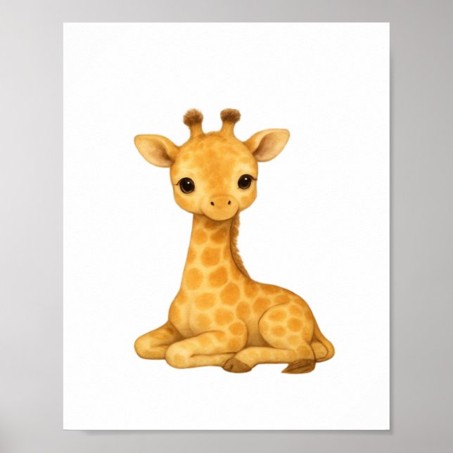 Baby Giraffe Watercolor Print – Nursery Väggkonst  (Framsidan)