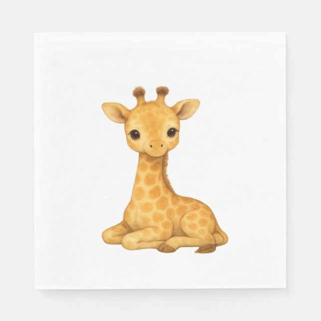 Baby Giraffe Watercolor Print - Nursery Wall Art O Pappersservett (Framsidan)
