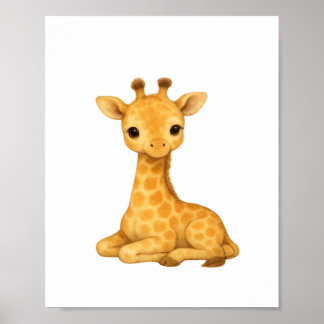 Baby Giraffe Watercolor Print - Nursery Wall Art O Poster