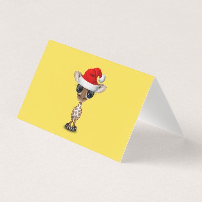 Baby Giraffe Wearing a Santa Hat Kort (Framsida)