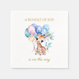 Baby Giraffe with balloons Baby Shower Pappersservett