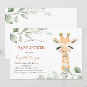 Baby-Giraffen Lämnar Bebis-Babyshower Inbjudningar