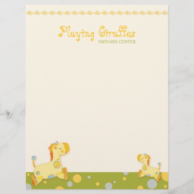 Baby Giraffes Childcare Business Letterhead (Framsida)