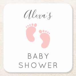 Baby Girl Baby Shower Favor Underlägg Papper Kvadrat