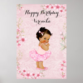 Baby Girl Ballerina Rosa Blommor Affisch