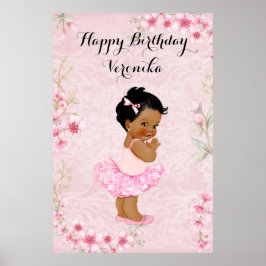 Baby Girl Ballerina Rosa Blommor Affisch