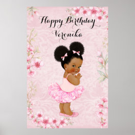 Baby Girl Ballerina Rosa Blommor Affisch