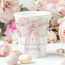 Baby Girl Baptism Floral Blush Pink Bow