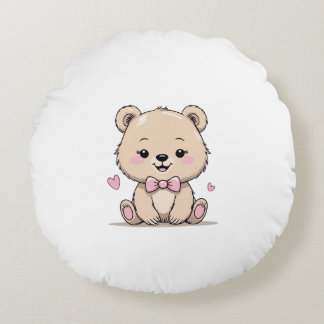 baby girl bear round pillow rund kudde