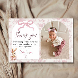 Baby Girl Birthday Photo Thank You Card Tack Kort