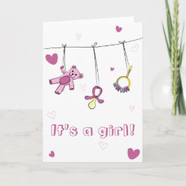 Baby girl born "it's a girl!" celebration kort