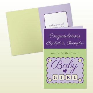 Baby girl congratulations purple green kort