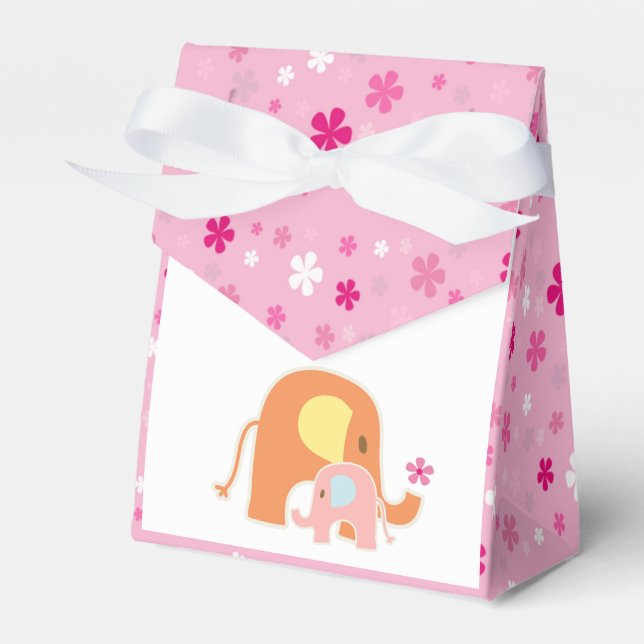 Baby Girl Elephant Shower Favor Box Presentaskar (Framsidan Sidan)