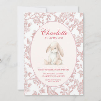 Baby Girl First Birthday Party Invitation Inbjudningar