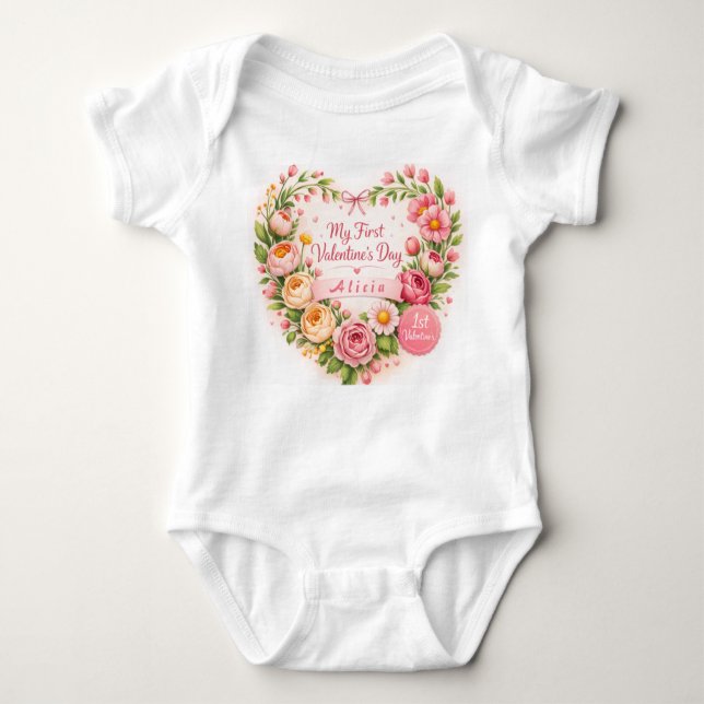 Baby Girl First Valentine’s Day Design Customize T Shirt (Framsida)