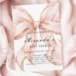 Baby Girl Pink Bow Baby Shower Invitation Inbjudningar