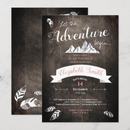 Baby girl Rustic adventure babyshower Inbjudningar