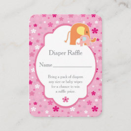  Baby Girl Shower Diaper Raffle Elephants Tilläggskort