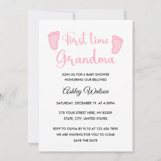 Baby Girl Shower First Time Grandma Inbjudningar