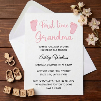 Baby Girl Shower First Time Grandma Inbjudningar