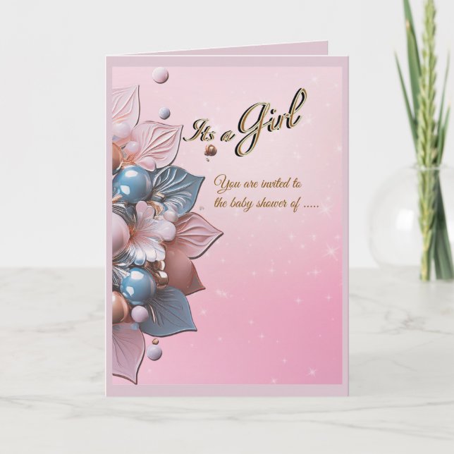 Baby Girl Shower Invitation  Kort (Framsida)