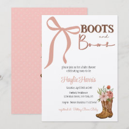 Baby Girl Shower med stövlar och slingor Inbjudningar