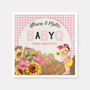 Baby Girl Shower Rosa Solros Baby BBQ Grill Pappersservett