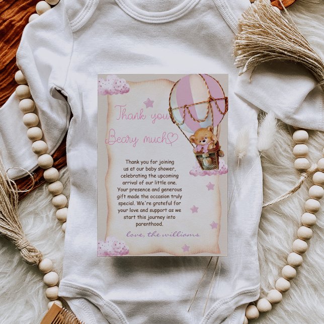 Baby Girl Teddybjörn Rosa Tack Kort (Skapare uppladdad)
