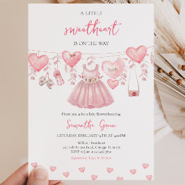 Baby Girl Valentine Baby Shower Inbjudningar