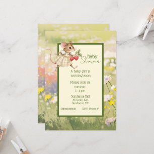 Baby Girl Woodland Animal Shower Inbjudningar