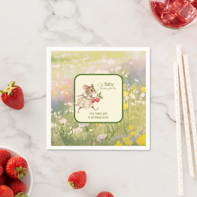 Baby Girl Woodland Animal Shower Pappersservett (Insitu)