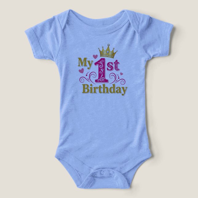 Baby Girl's 1st Birthday Tri-Blend Bodysuit T Shirt (Design Framsida)