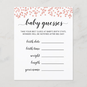 Baby gissar Babyförutsägelse Baby Shower spelkort