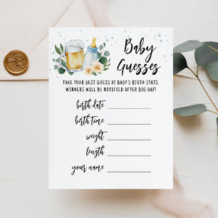 Baby gissar förutsägelser Baby bryggs kort