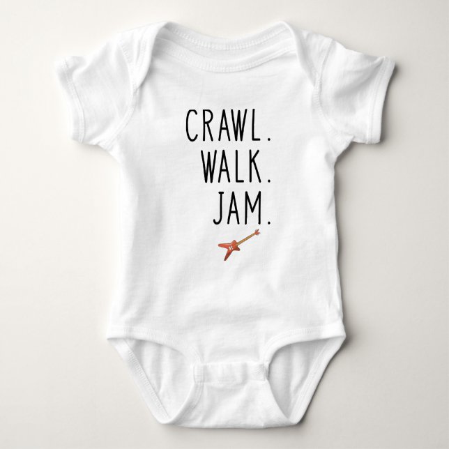 Baby Gitarr Rockmusik - Crawl Walk Jam Gitarr T Shirt (Framsida)