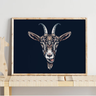 Baby Goat Animal Porträtt Utskrift av vägg Poster