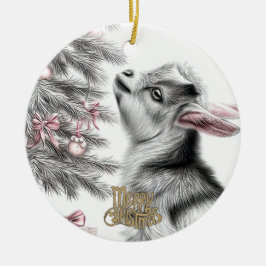 Baby Goat Christmas 11 and YOUR PHOTO Julgransprydnad Keramik