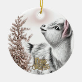 Baby Goat Christmas 16 and YOUR PHOTO Julgransprydnad Keramik
