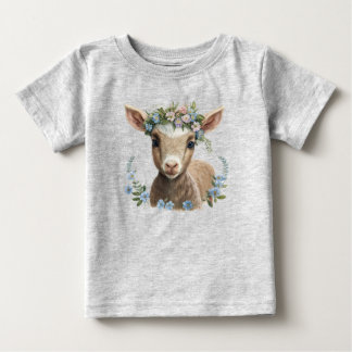 Baby Goat Flower Krona Baby T-Shirt