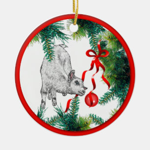 Baby Goat-julprydnad Julgransprydnad Keramik