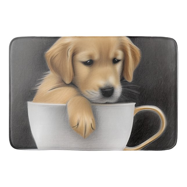 Baby Golden Retriever in a Tea Kopp Graphic Badrumsmatta (Framsidan)