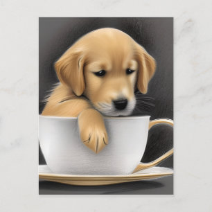 Baby Golden Retriever in a Tea Kopp Graphic Vykort