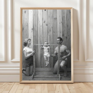 Baby Gör Armhävningar Väggkonst, Bodybuilder Famil Poster