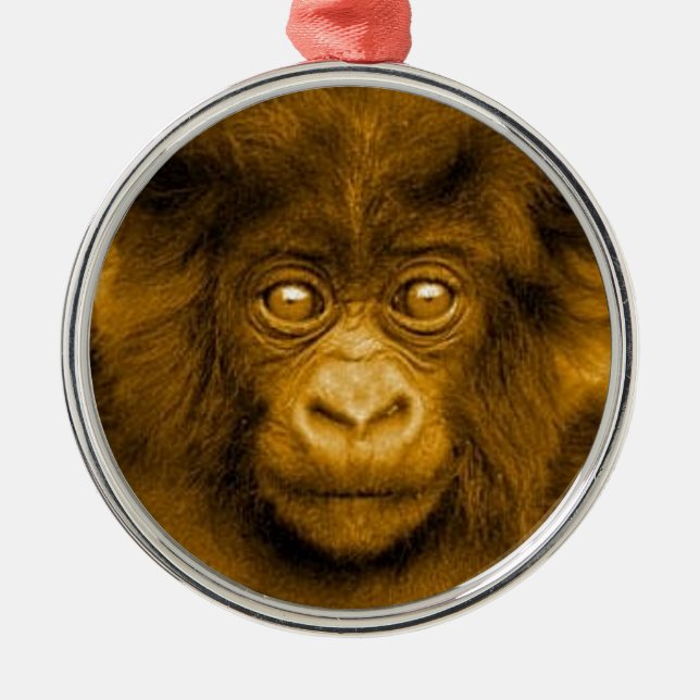 Baby Gorilla Sepia Färg jul Ornament (Framsidan)