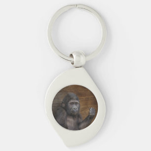 Baby Gorilla Swirl Silverfärgad Nyckelring